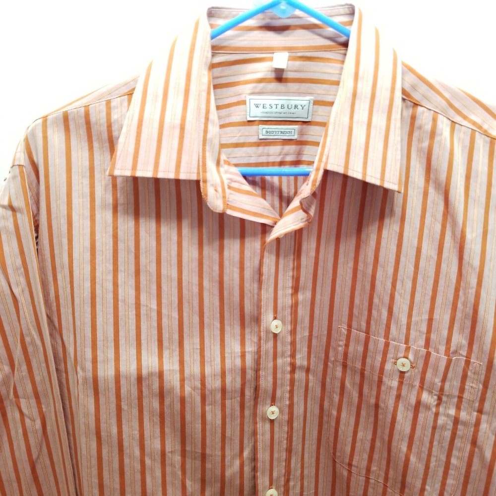 Men's Button Up Shirt Orange Size 42 Westbury C&A Classic Style Long Sleeve
